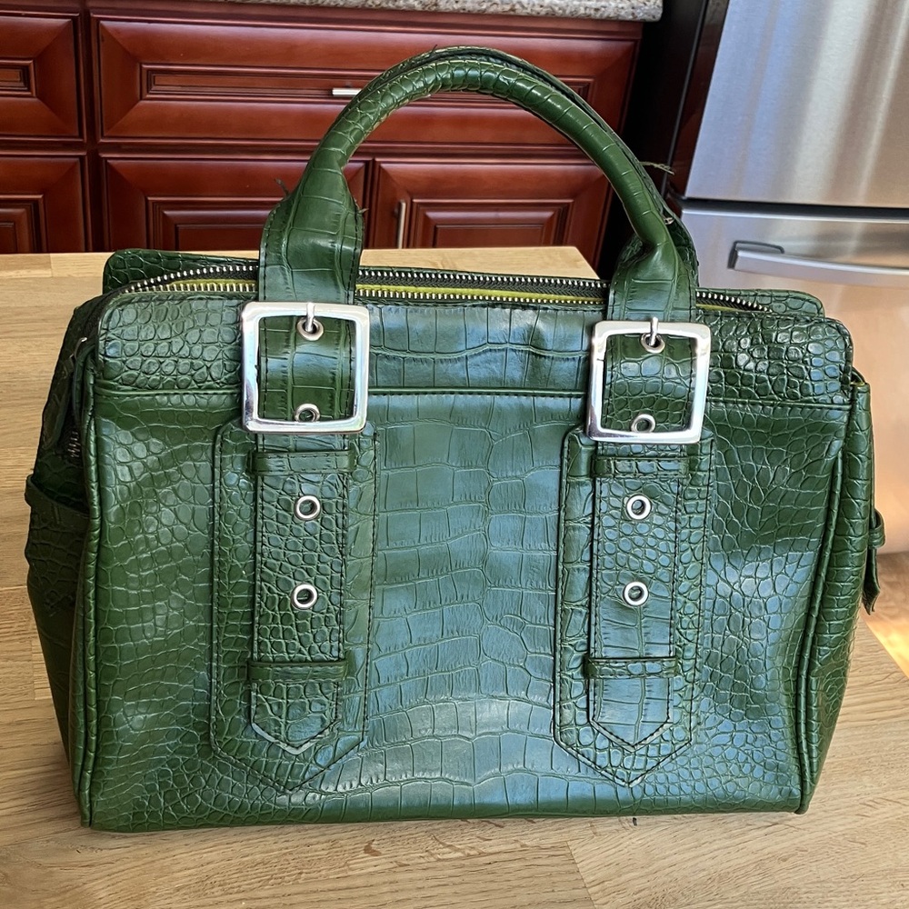 Y2K Elegant Green Crocodile-Embossed Shoulder Bag